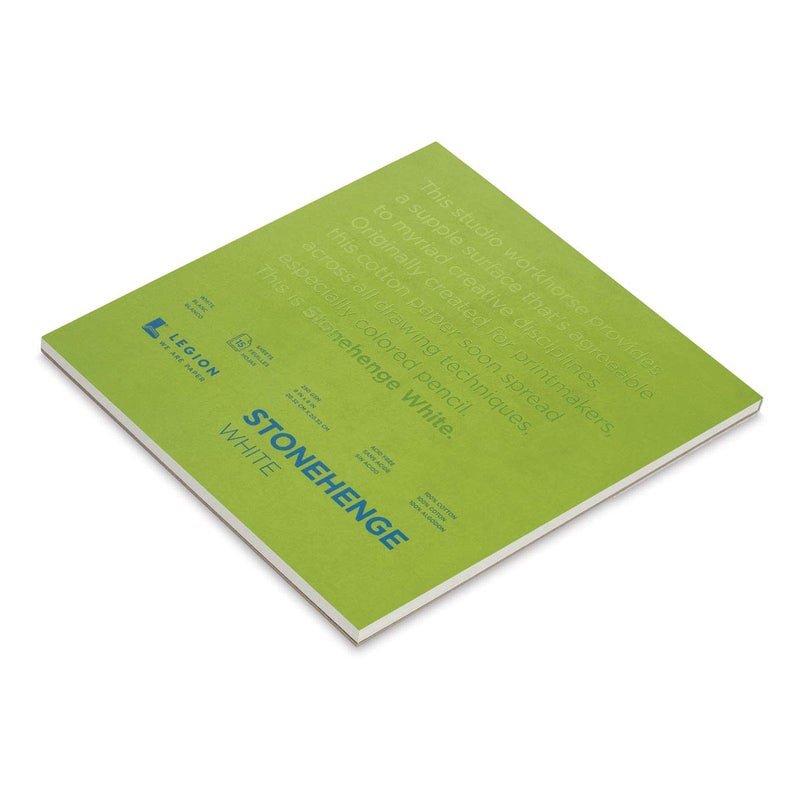 Stonehenge 100% Cotton Medium Weight Pad, White, 8 x 8 inches, 250gsm, 15 Sheets for Dry Media